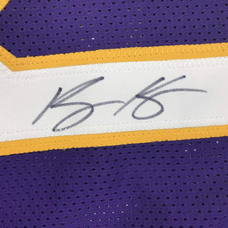 Autographed/Signed Kyle Kuzma Los Angeles LA Purple Basketball Jersey JSA COA