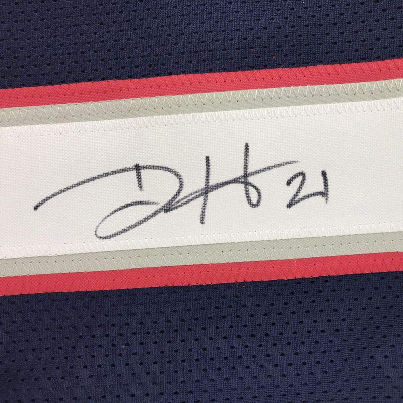 Autographed/Signed Duron Harmon New England Blue Football Jersey JSA COA