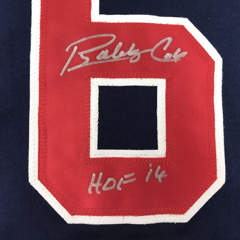 Autographed/Signed Bobby Cox HOF 14 Atlanta Blue Baseball Jersey JSA COA