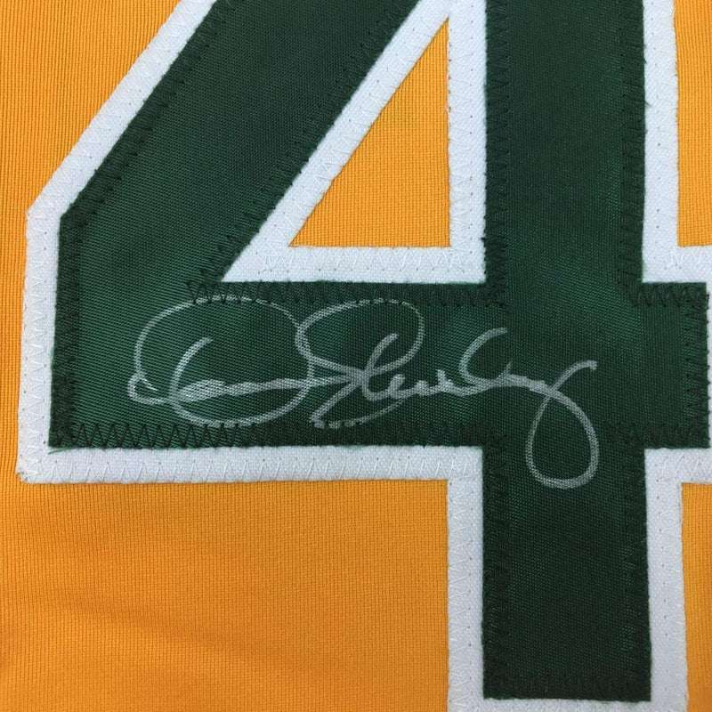 Autographed/Signed Dennis Eckersley Oakland Yellow Baseball Jersey JSA COA