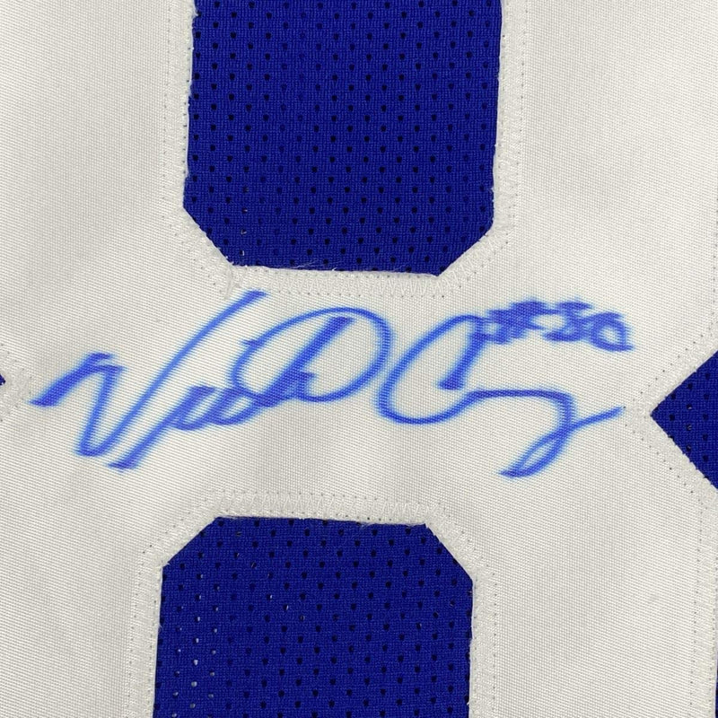 Autographed/Signed Victor Cruz New York Blue Football Jersey Steiner Sports COA