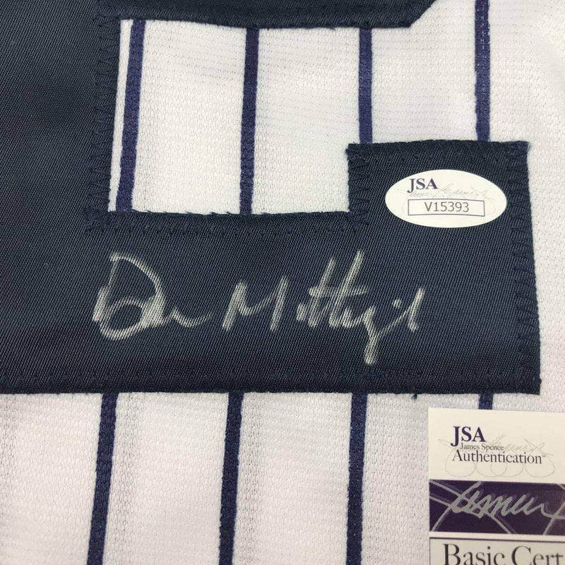 Autographed/Signed Don Mattingly New York Yankees Pinstripe Baseball Jersey JSA COA
