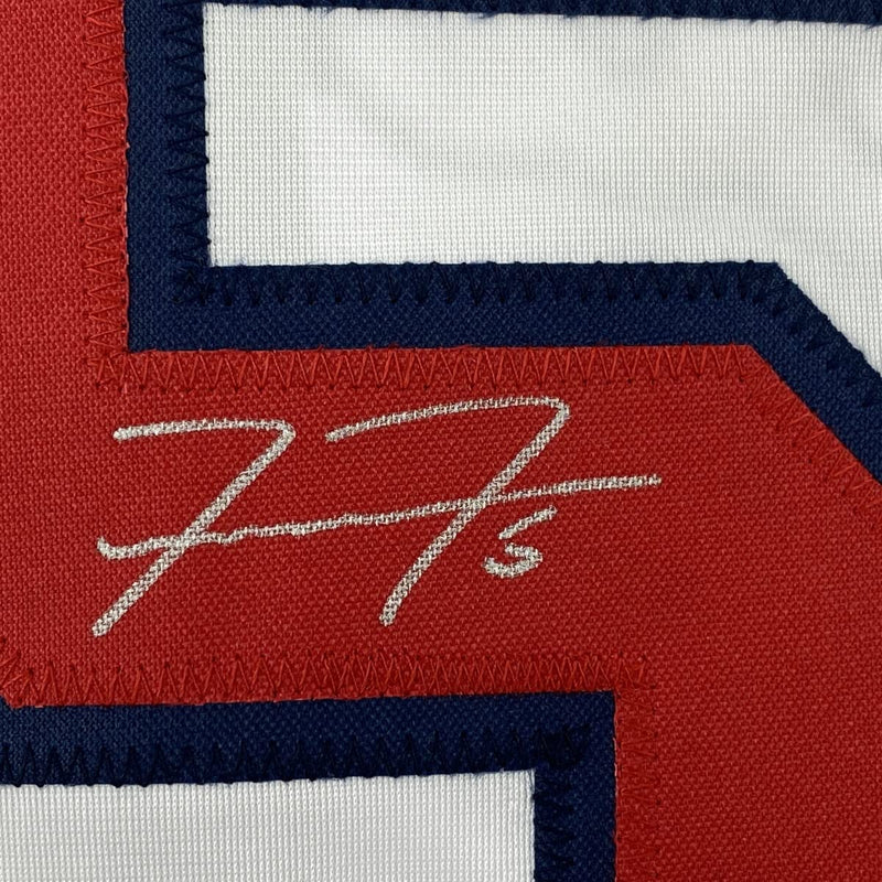 Autographed/Signed Freddie Freeman Atlanta White Baseball Jersey Lojo Exclusive COA