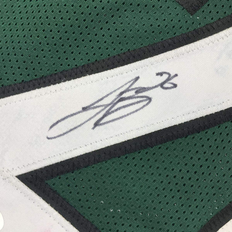 Autographed/Signed Le'Veon LeVeon Bell New York Green Football Jersey JSA COA