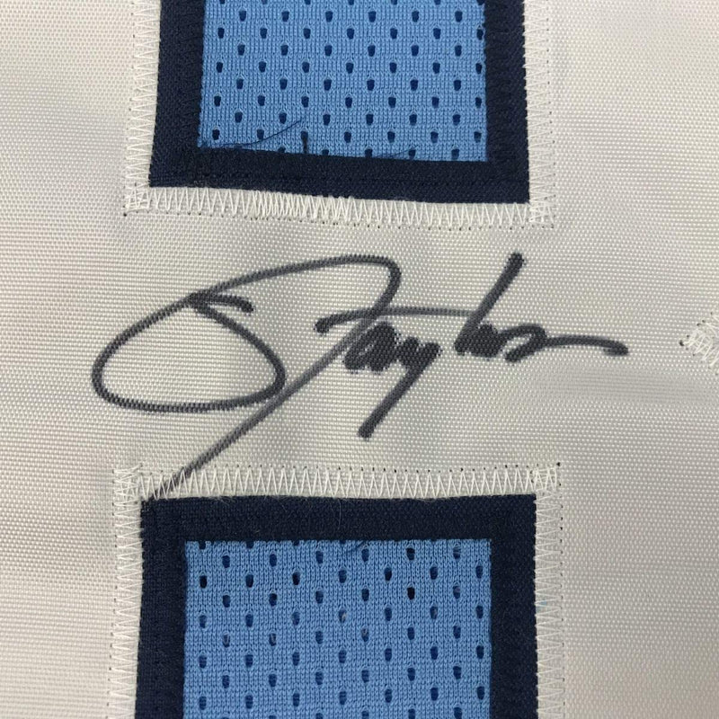 Autographed/Signed Lawrence Taylor North Carolina Blue College Football Jersey JSA COA Holo Only