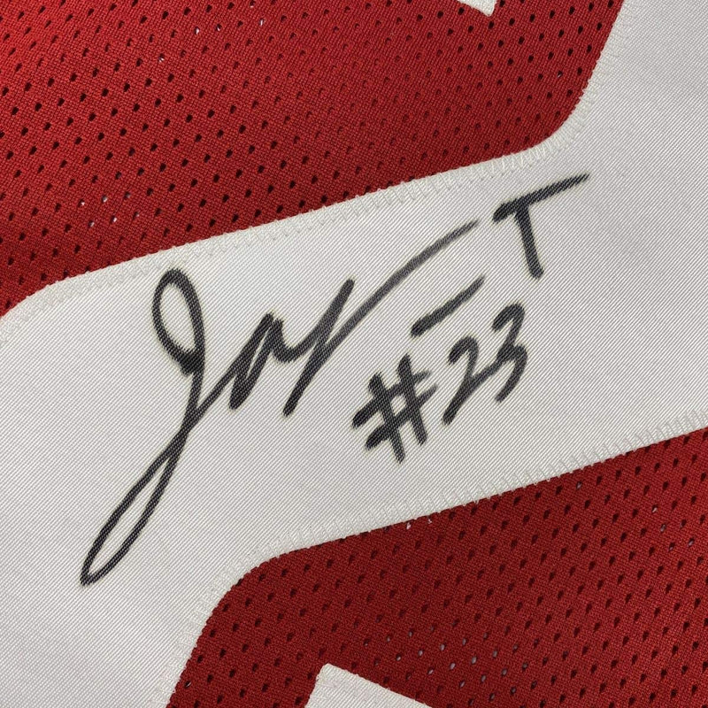 Autographed/Signed Jonathan Taylor Wisconsin Red College Football Jersey JSA COA