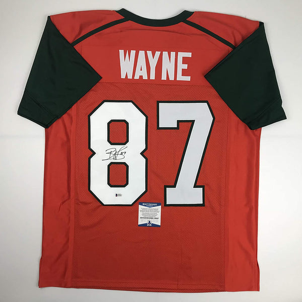 Autographed/Signed Reggie Wayne Miami Orange College Football Jersey Beckett BAS COA