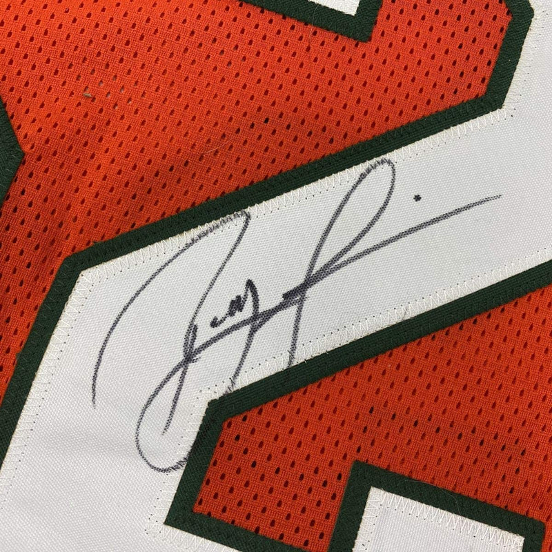 Autographed/Signed Ray Lewis Miami Orange College Football Jersey PSA/DNA COA