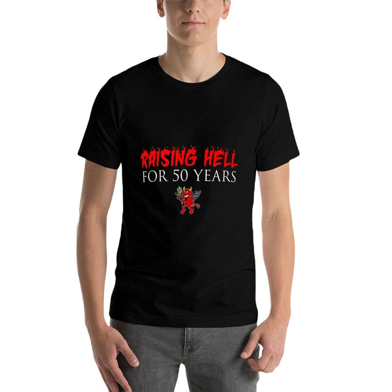 Raising Hell For 50 Years Devil 50th Birthday  Cotton T-Shirt