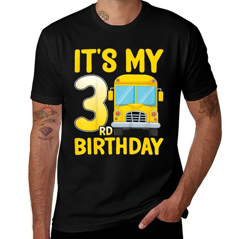 Kids It's My 3rd Birthday School Bus 3 Years Old Kids Toddler Comfortable T-Shirt