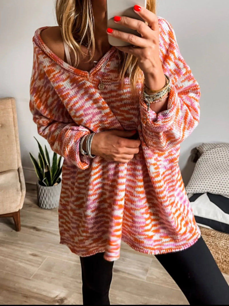 Multi-Color V-Neck Sweater