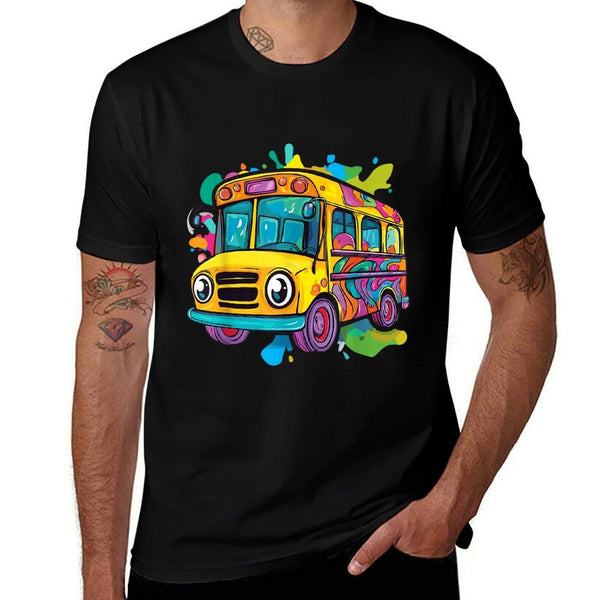Colorful School Bus  Eco-friendly Material T-Shirt