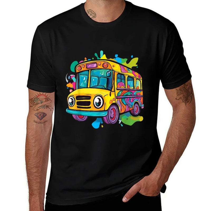 Colorful School Bus  Eco-friendly Material T-Shirt