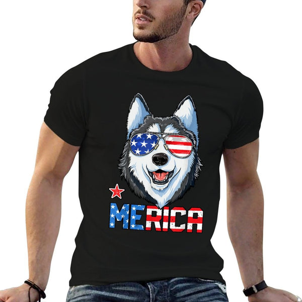 Siberian Husky 4th of July Merica Men Women American  Affordable Price T-Shirt