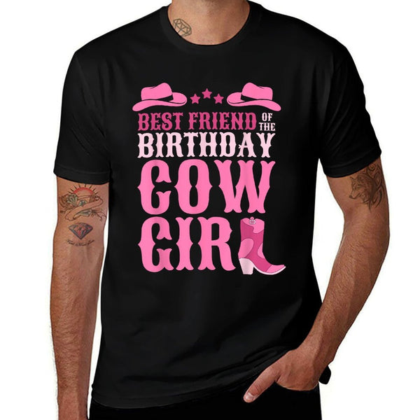 Best Friend Of Birthday Cowgirl Western Bday Girls Birthday  Graphic-printed T-Shirt