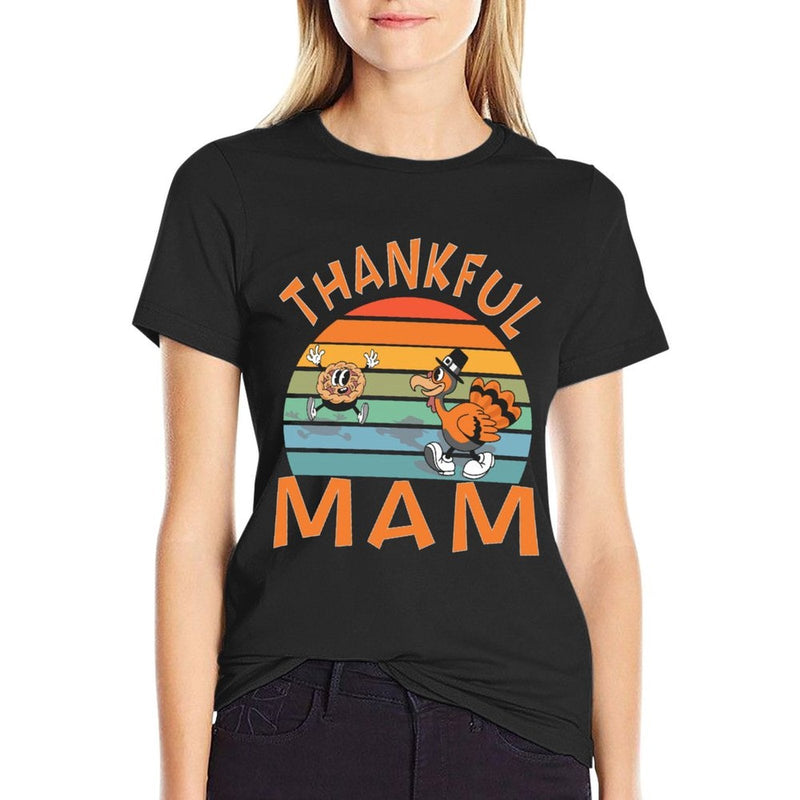 Mam Funny Family Thanksgiving Party  Ribbed Collar T-Shirt