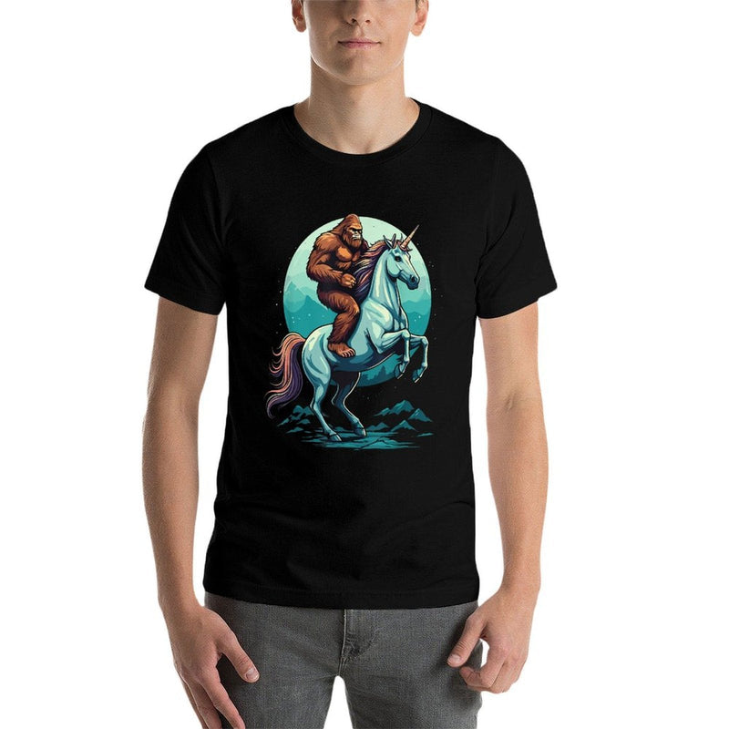 Bigfoot Riding Unicorn Funny Mythical Sasquatch Fantasy  Slim-fit Cut T-Shirt