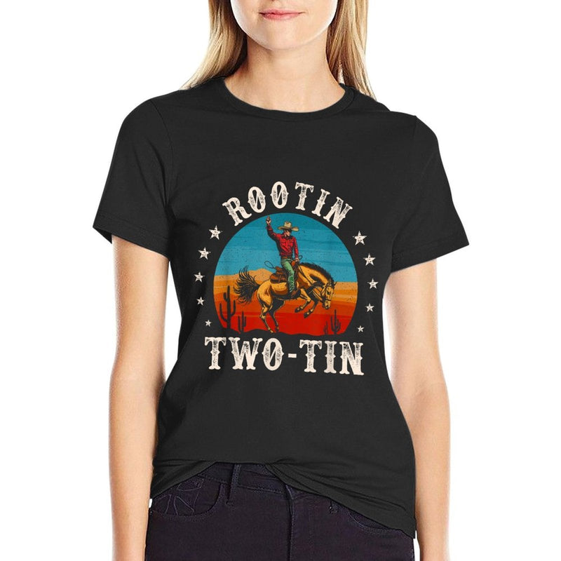Rootin Two-tin Cowboy 2nd Birthday 2 Year Old Boy Rodeo Bday  Cotton T-Shirt