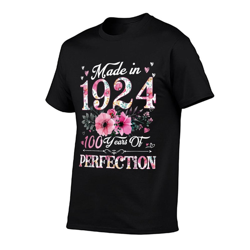 100 Year Old Made In 1924 Floral 100th Birthday Gifts Women  Quick-drying T-Shirt