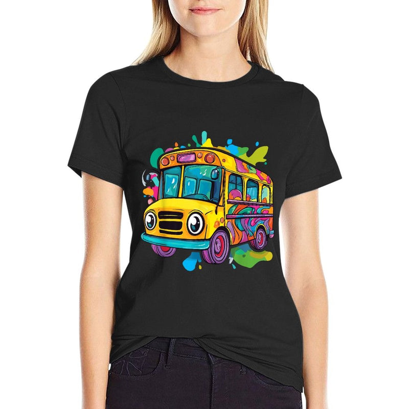 Colorful School Bus  Eco-friendly Material T-Shirt