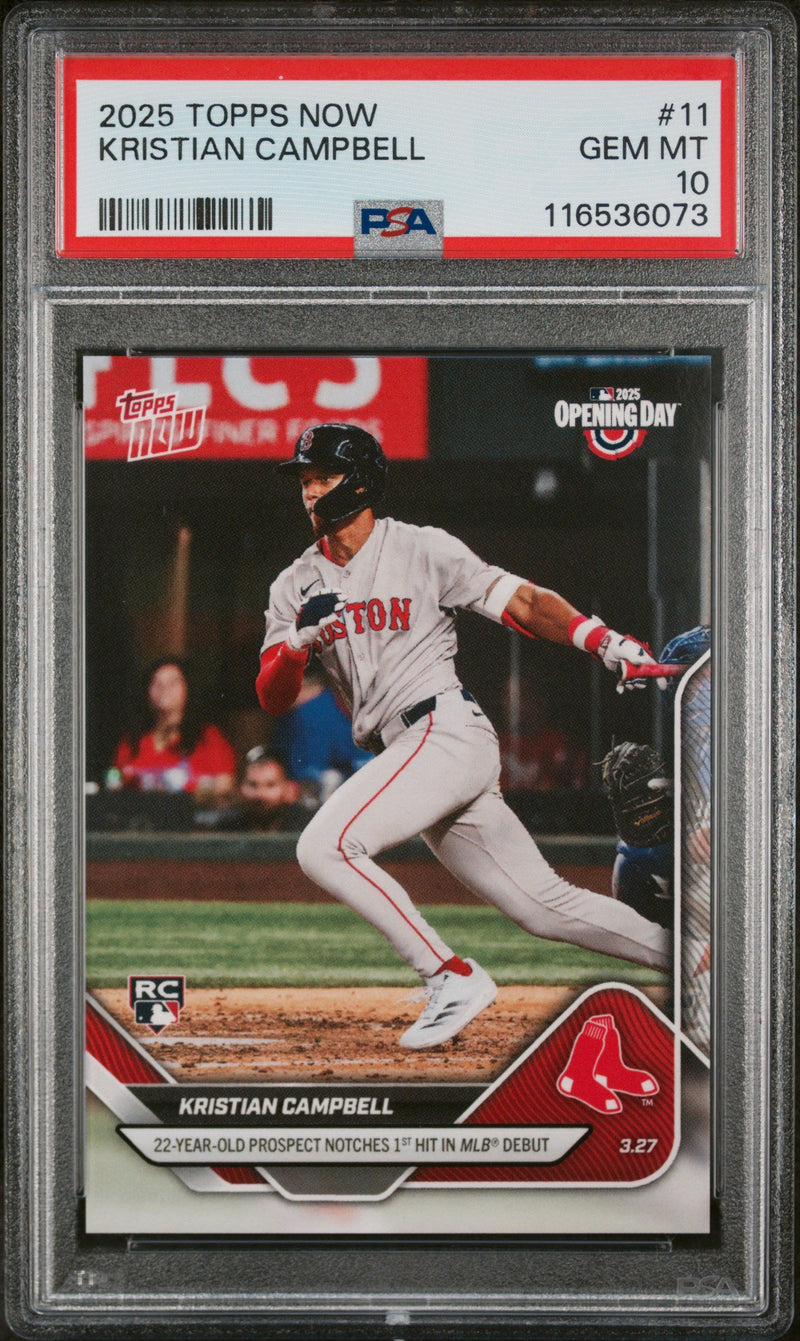 Graded 2025 Topps Now Kristian Campbell #11 Rookie RC Baseball Card PSA 10 Gem Mint