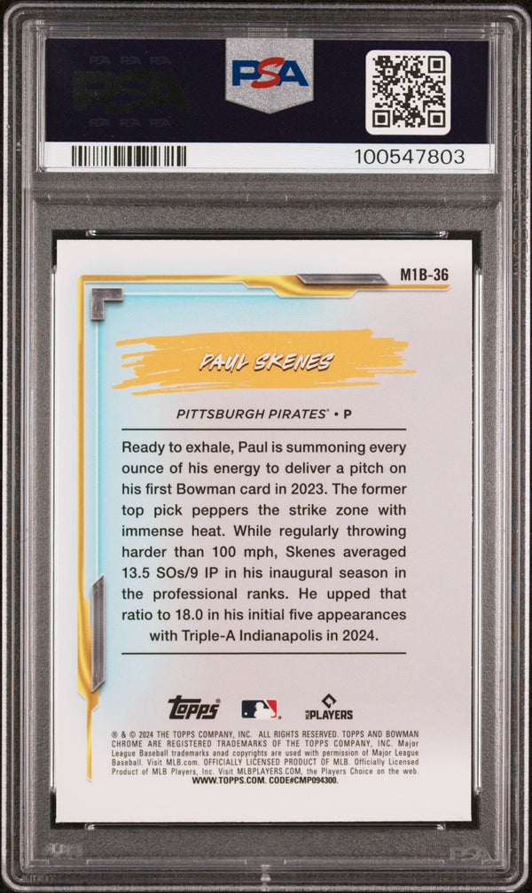 Graded 2024 Topps Bowman Chrome Mega Box Paul Skenes #36 My 1st Bowman Rookie RC Baseball Card PSA 10 Gem Mint