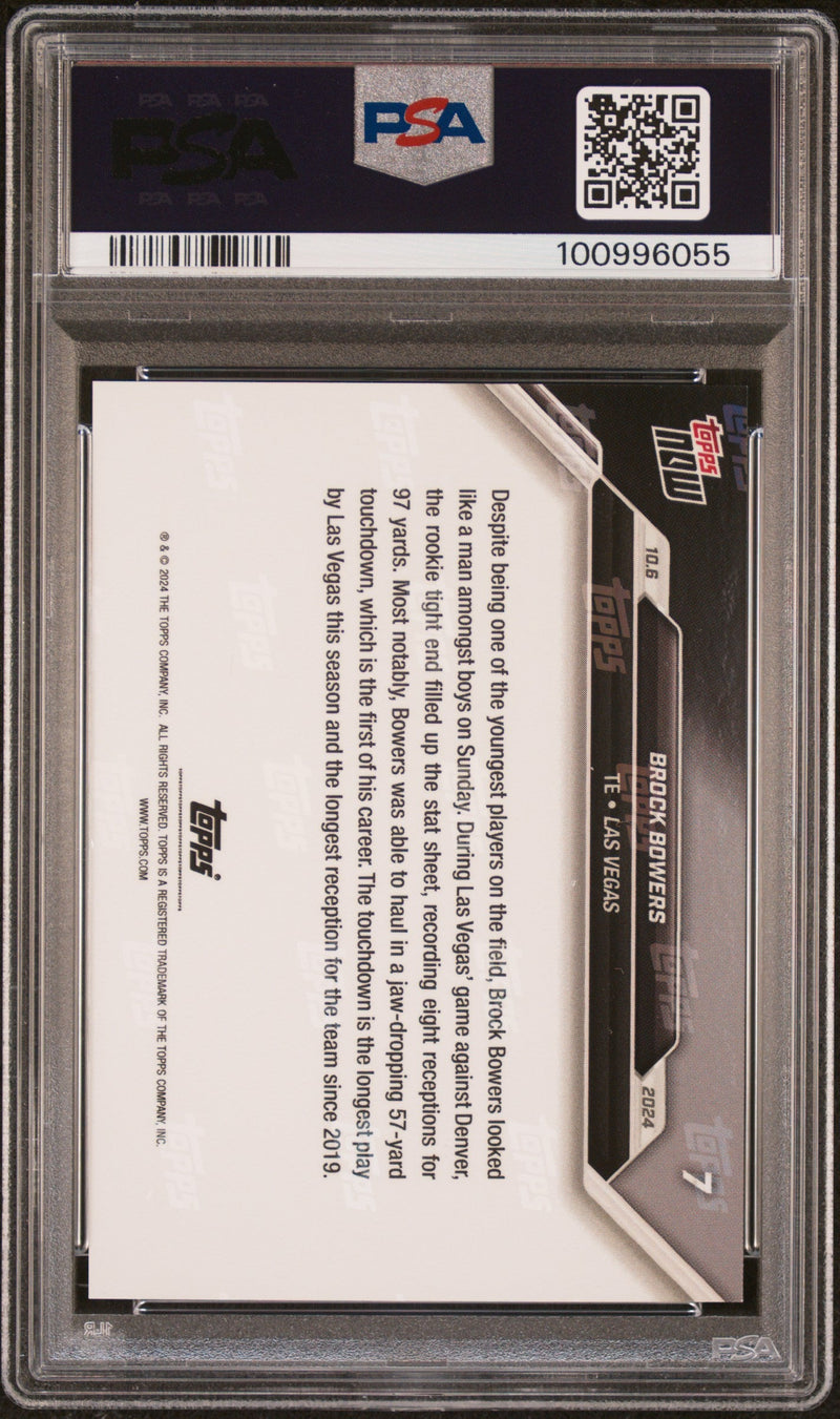 Graded 2024 Topps Now Brock Bowers #7 Rookie RC Football Card PSA 9 Mint