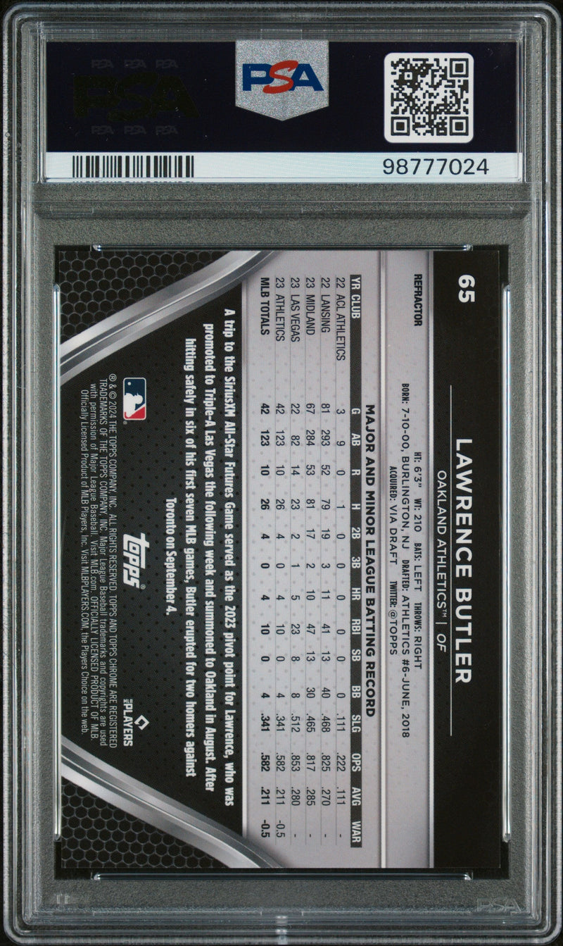 Graded 2024 Topps Chrome Black Lawrence Butler #65 Refractor #/199 Rookie RC Baseball Card PSA 10 Gem Mint