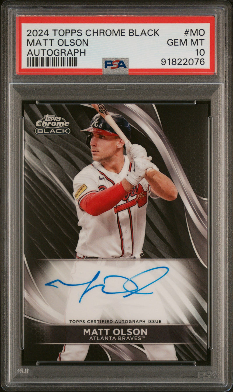 Graded 2024 Topps Chrome Black Matt Olson #MO Autograph Baseball Card PSA 10 Gem Mint