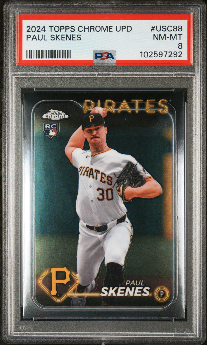 Graded 2024 Topps Chrome Update Paul Skenes #USC88 Rookie RC Baseball Card PSA 8 Near Mint