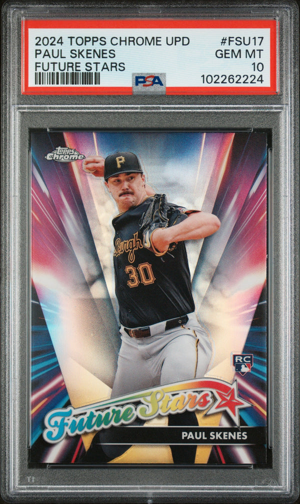 Graded 2024 Topps Chrome Update Paul Skenes #FSU17 Future Stars Rookie RC Baseball Card PSA 10 Gem Mint