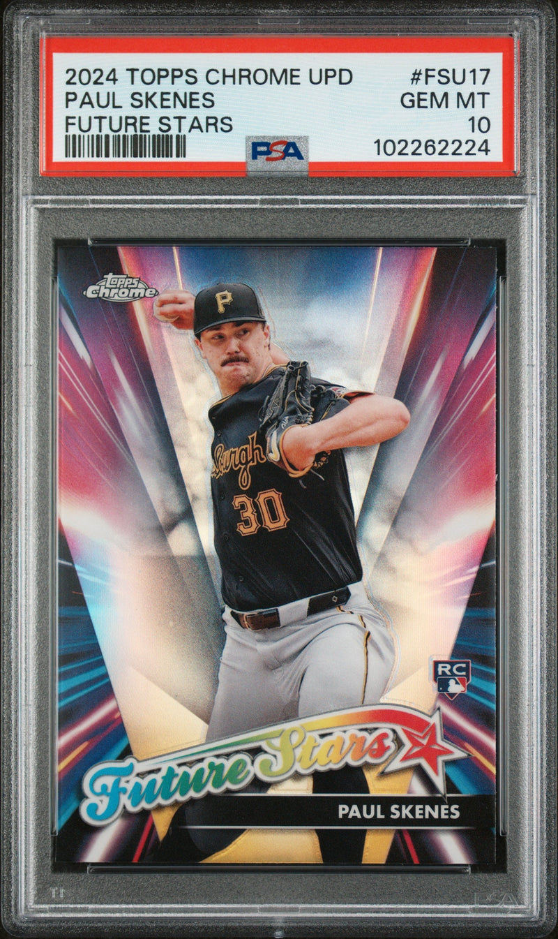 Graded 2024 Topps Chrome Update Paul Skenes #FSU17 Future Stars Rookie RC Baseball Card PSA 10 Gem Mint