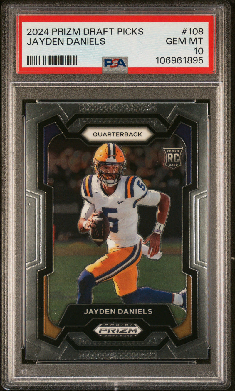 Graded 2024 Panini Prizm Draft Picks Jayden Daniels #108 Rookie RC Football Card PSA 10 Gem Mint
