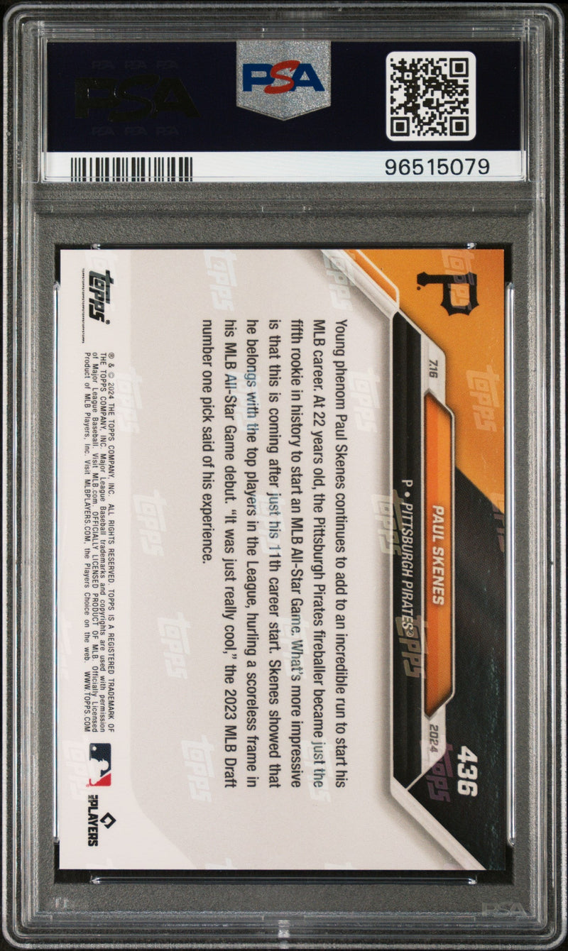 Graded 2024 Topps Now Paul Skenes #436 All Star Game Rookie RC Baseball Card PSA 9 Mint