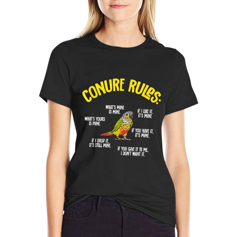 Green Cheek Conure Parrot Bird Conure Rules  Trendy Pattern T-Shirt