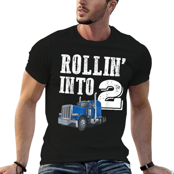 Rollin Into 2 Big Rig Semi Trailer Truck 2nd Birthday  Moisture-wicking T-Shirt