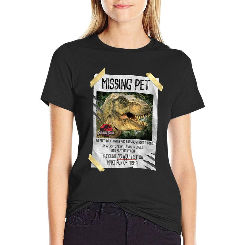 Jurassic Park Missing Pet T-Rex Poster Taped  Tagless Design T-Shirt