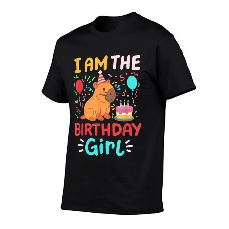 Im The Birthday Girl Cute Capybara Bday Family Matching  Rolled Sleeves T-Shirt