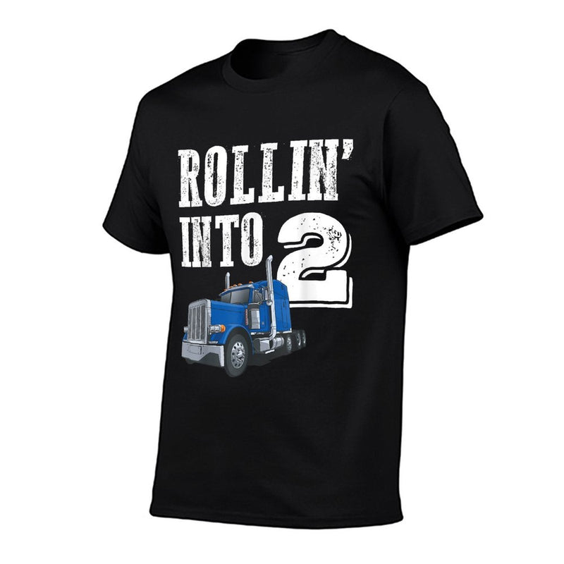 Rollin Into 2 Big Rig Semi Trailer Truck 2nd Birthday  Moisture-wicking T-Shirt
