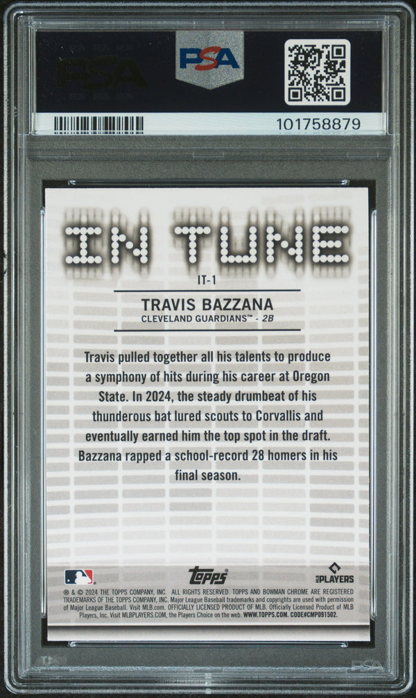 Graded 2024 Topps Bowman Draft Travis Bazzana #IT1 In Tune Rookie RC Baseball Card PSA 10 Gem Mint