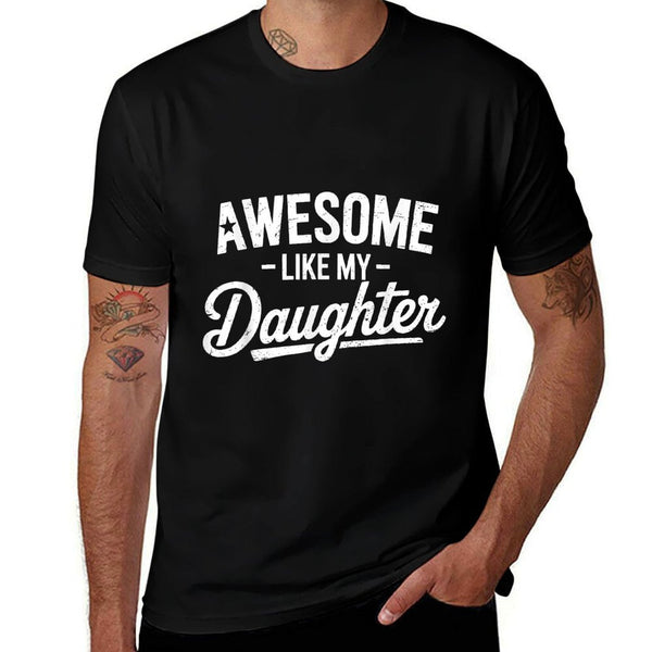 Awesome Like My Daughter Fathers Day Dad And Daughter Funny  Ribbed Collar T-Shirt