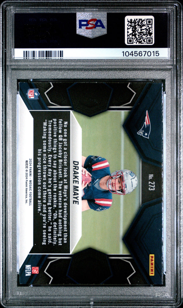 Graded 2024 Panini Mosaic Drake Maye #273 Rookie RC Football Card PSA 9 Mint