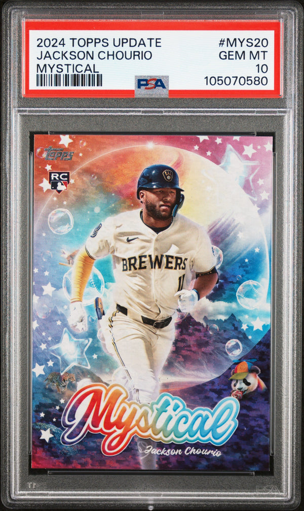 Graded 2024 Topps Update Jackson Chourio #MYS20 Mystical Rookie RC Baseball Card PSA 10 Gem Mint