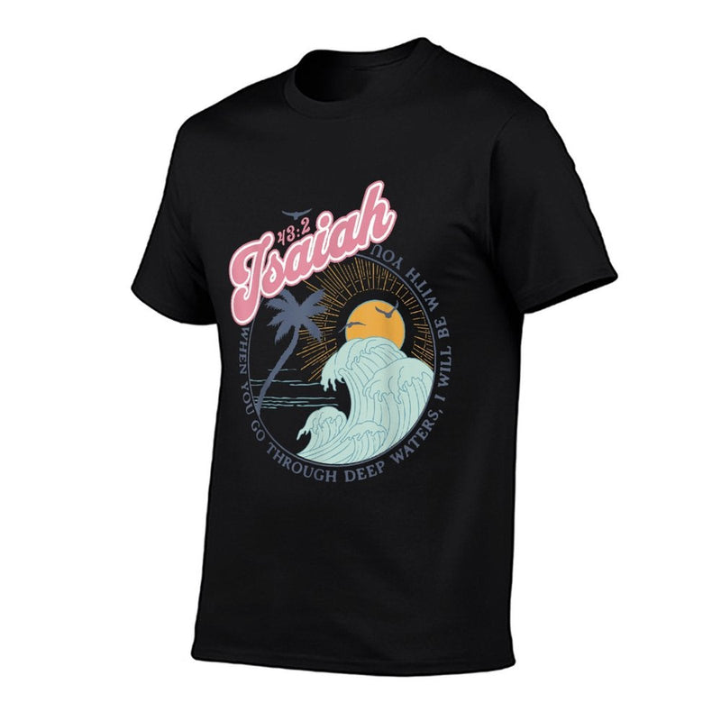 Christian Scripture Jesus Beach Isaiah Vintage Waves Retro  Slim-fit Cut T-Shirt