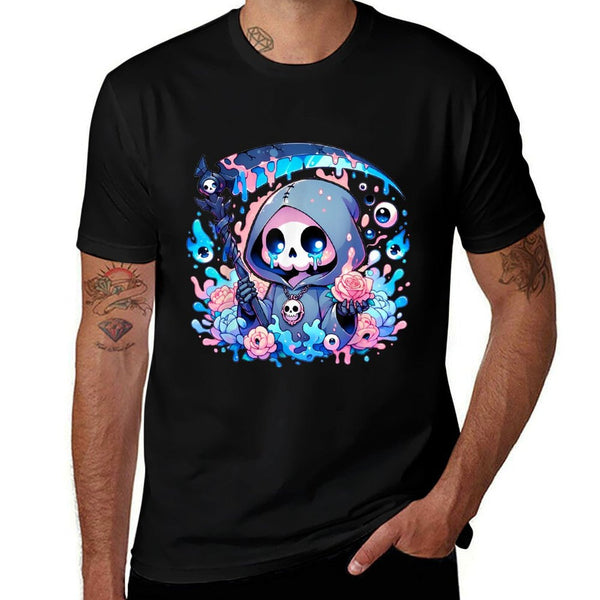 Cute Kawaii Pastel Goth Reaper  Fade-proof Color T-Shirt