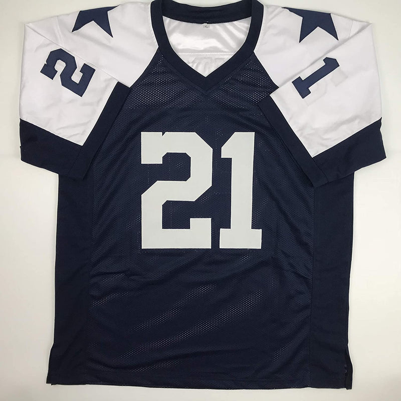 Autographed/Signed Deion Sanders Dallas Thanksgiving Day Football Jersey JSA COA