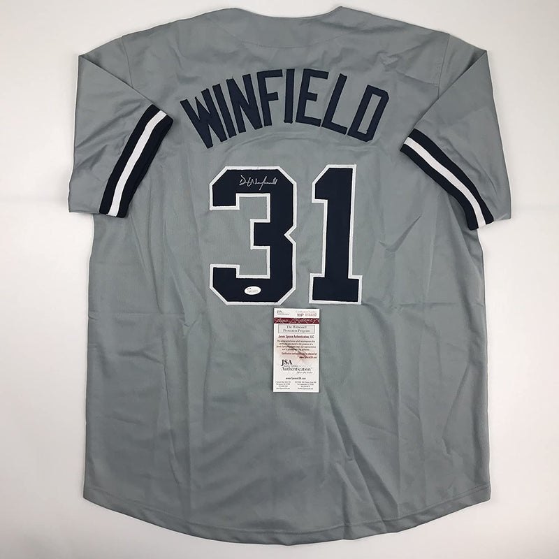Autographed/Signed Dave Winfield New York Grey Baseball Jersey JSA COA