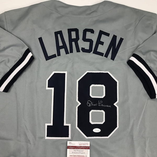 Autographed/Signed Don Larsen New York Grey Baseball Jersey JSA COA