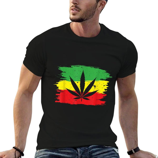 Reggae Weed Leaf  Jamaican Rastafari Colors Marijuana Gift  Affordable Price T-Shirt