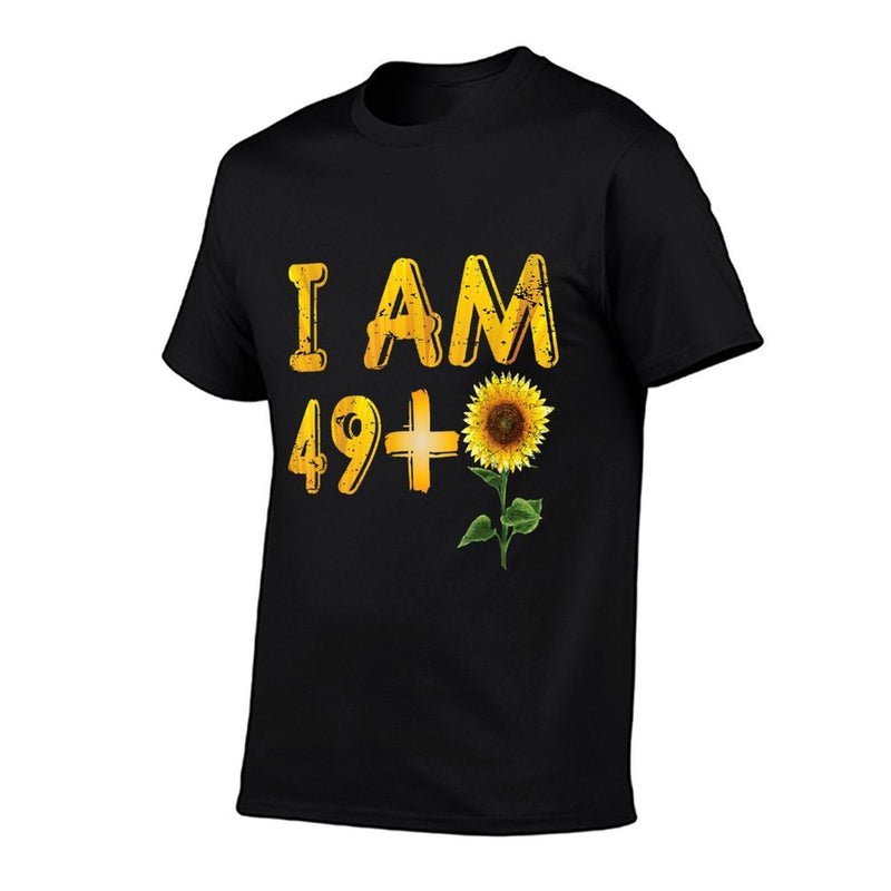 Awesome 50th Birthday Gifts 49+1 Floral Birthday  Cotton T-Shirt